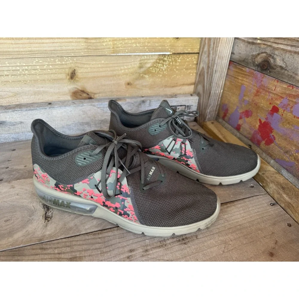 Nike Mens Size 11 Air‎ Max Sequent 3C Olive Camo Shoes Athletic Sneakers AJ0004